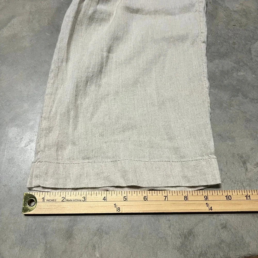 Cariloha Bamboo Linen Blend Pants Mens 36x32 Beige Oatmeal Straight Leg Summer